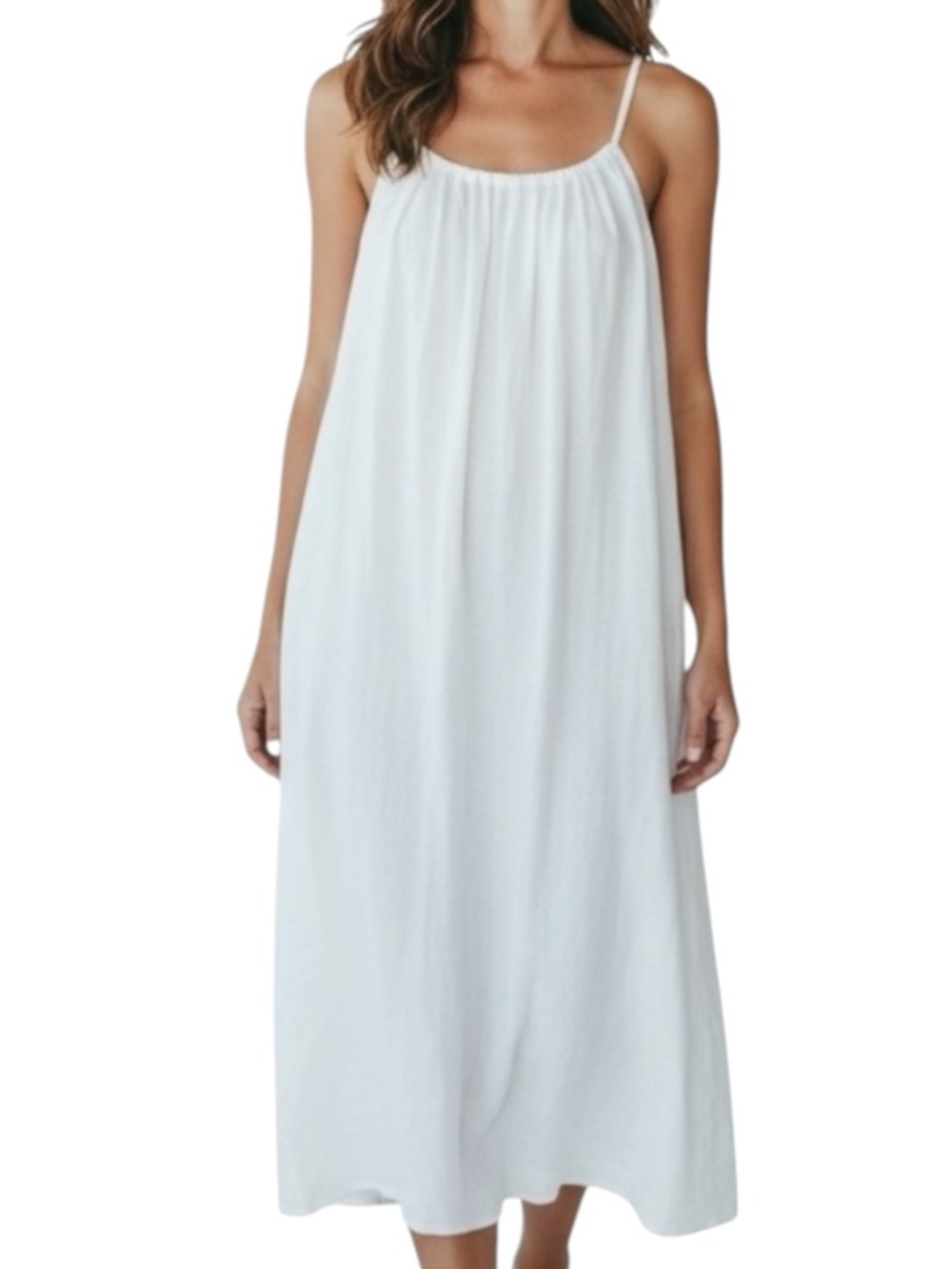 BELLA UMBRA Italy Linen Resort Sleeveless Flowy Dress in White Size
